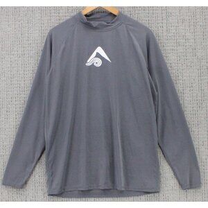 Okanu Swimming Shirt Mens 2XL Gray Solid Pullover Long Sleeve Graphic Logo Art